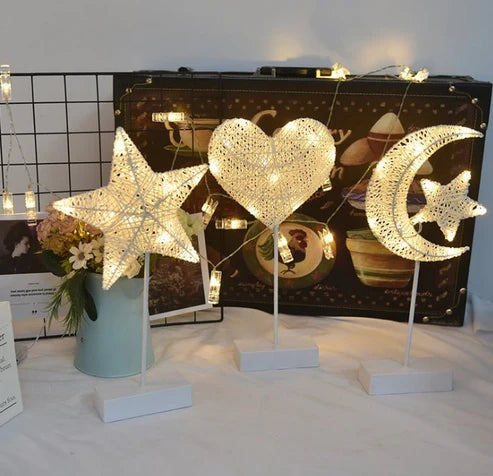 LED Lights Flashing Lights Lights Stars Romantic Room Layout Decoration Love Stars Lamp Table Lamp Rattan Lamp Ball